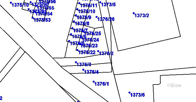 Parcela st. 1376/2 v KÚ Kopřivnice, Katastrální mapa