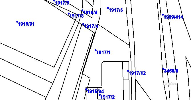 Parcela st. 1917/1 v KÚ Kopřivnice, Katastrální mapa