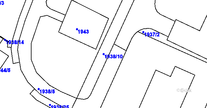 Parcela st. 1938/10 v KÚ Kopřivnice, Katastrální mapa