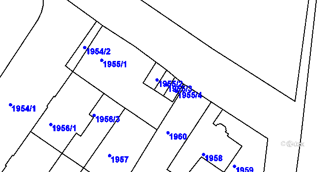 Parcela st. 1955/3 v KÚ Kopřivnice, Katastrální mapa