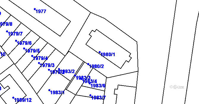 Parcela st. 1980/1 v KÚ Kopřivnice, Katastrální mapa