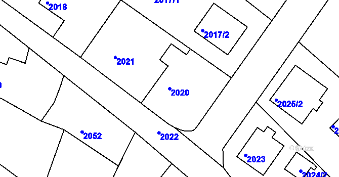 Parcela st. 2020 v KÚ Kopřivnice, Katastrální mapa