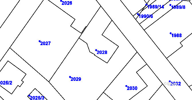 Parcela st. 2028 v KÚ Kopřivnice, Katastrální mapa