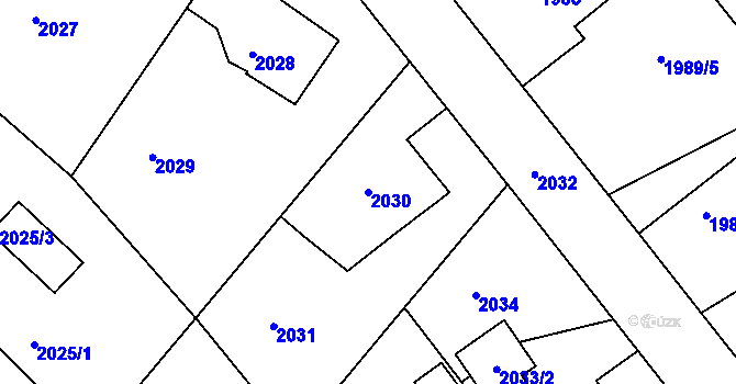 Parcela st. 2030 v KÚ Kopřivnice, Katastrální mapa