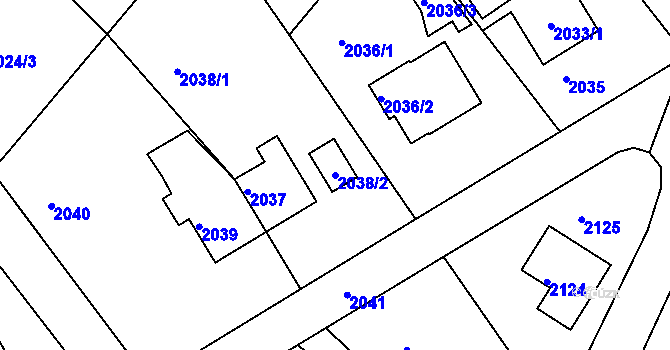 Parcela st. 2038/2 v KÚ Kopřivnice, Katastrální mapa