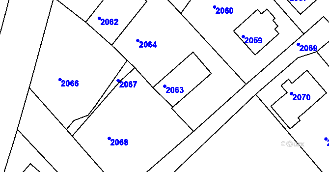 Parcela st. 2063 v KÚ Kopřivnice, Katastrální mapa