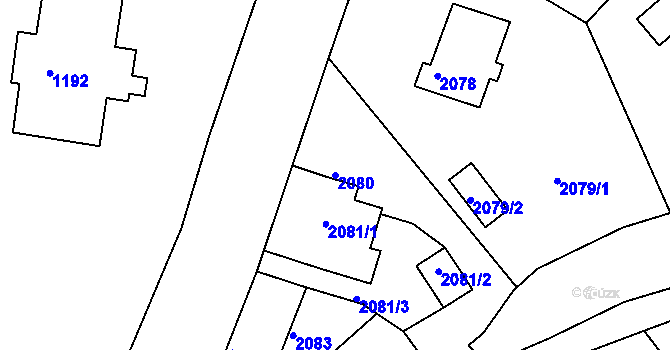 Parcela st. 2080 v KÚ Kopřivnice, Katastrální mapa