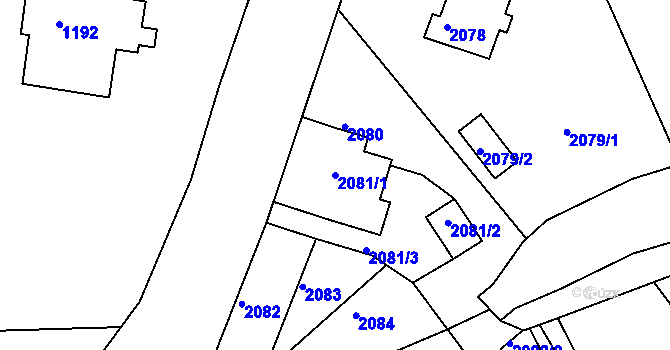 Parcela st. 2081/1 v KÚ Kopřivnice, Katastrální mapa