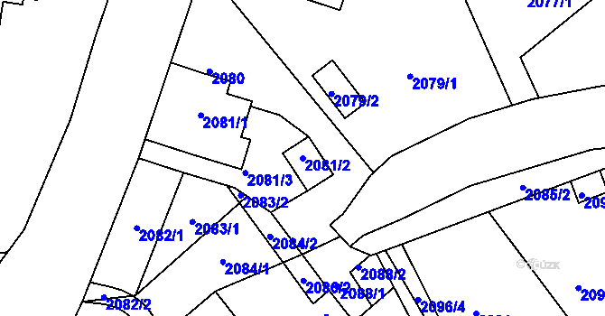 Parcela st. 2081/2 v KÚ Kopřivnice, Katastrální mapa