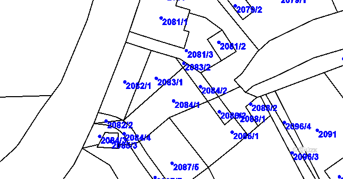 Parcela st. 2084 v KÚ Kopřivnice, Katastrální mapa