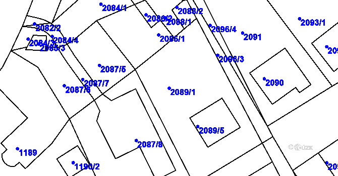 Parcela st. 2089/1 v KÚ Kopřivnice, Katastrální mapa