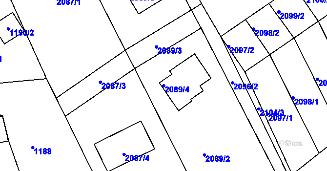 Parcela st. 2089/4 v KÚ Kopřivnice, Katastrální mapa