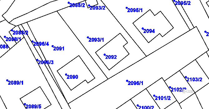Parcela st. 2092 v KÚ Kopřivnice, Katastrální mapa
