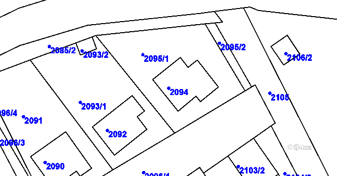 Parcela st. 2094 v KÚ Kopřivnice, Katastrální mapa