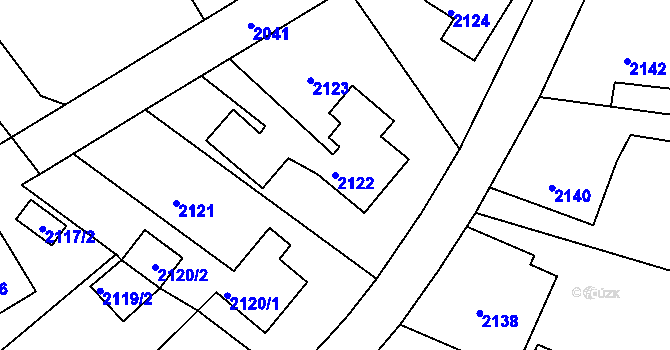 Parcela st. 2122 v KÚ Kopřivnice, Katastrální mapa