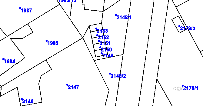 Parcela st. 2149 v KÚ Kopřivnice, Katastrální mapa