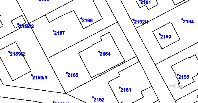 Parcela st. 2164 v KÚ Kopřivnice, Katastrální mapa