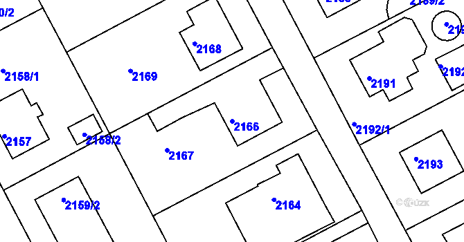 Parcela st. 2166 v KÚ Kopřivnice, Katastrální mapa