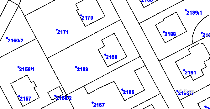 Parcela st. 2168 v KÚ Kopřivnice, Katastrální mapa