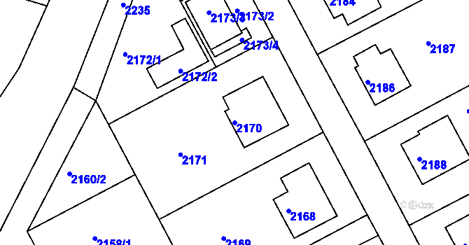 Parcela st. 2170 v KÚ Kopřivnice, Katastrální mapa