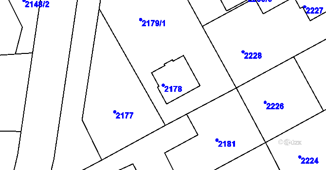 Parcela st. 2178 v KÚ Kopřivnice, Katastrální mapa