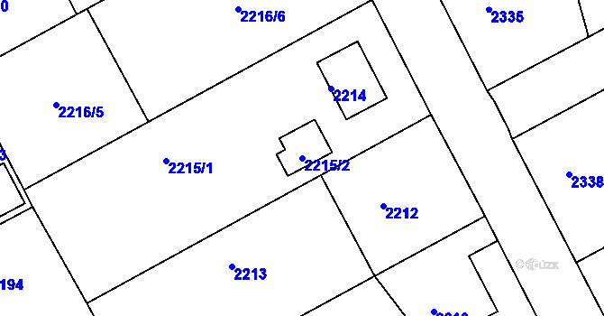 Parcela st. 2215/2 v KÚ Kopřivnice, Katastrální mapa