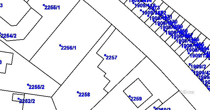 Parcela st. 2257 v KÚ Kopřivnice, Katastrální mapa