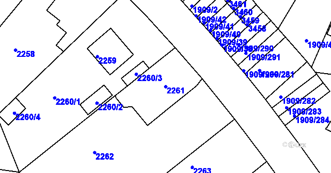 Parcela st. 2261 v KÚ Kopřivnice, Katastrální mapa