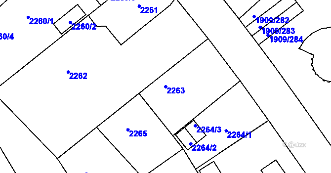 Parcela st. 2263 v KÚ Kopřivnice, Katastrální mapa
