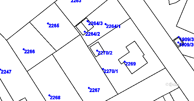 Parcela st. 2270/2 v KÚ Kopřivnice, Katastrální mapa