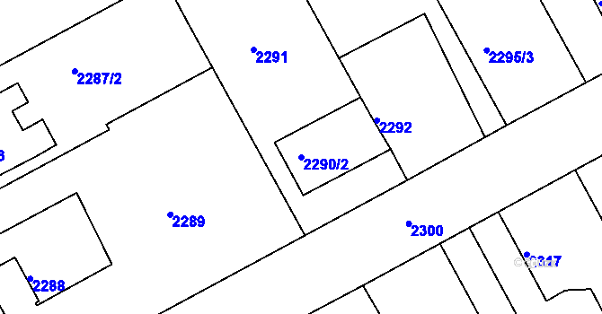 Parcela st. 2290/2 v KÚ Kopřivnice, Katastrální mapa