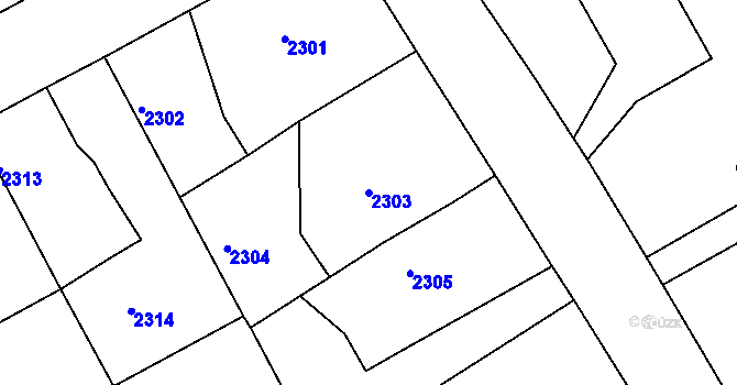 Parcela st. 2303 v KÚ Kopřivnice, Katastrální mapa