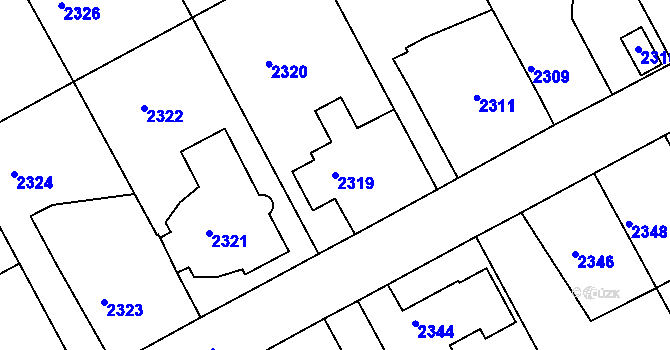 Parcela st. 2319 v KÚ Kopřivnice, Katastrální mapa