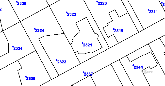 Parcela st. 2321 v KÚ Kopřivnice, Katastrální mapa