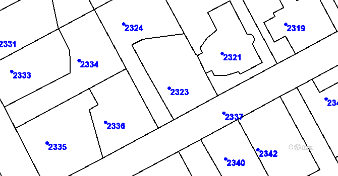 Parcela st. 2323 v KÚ Kopřivnice, Katastrální mapa