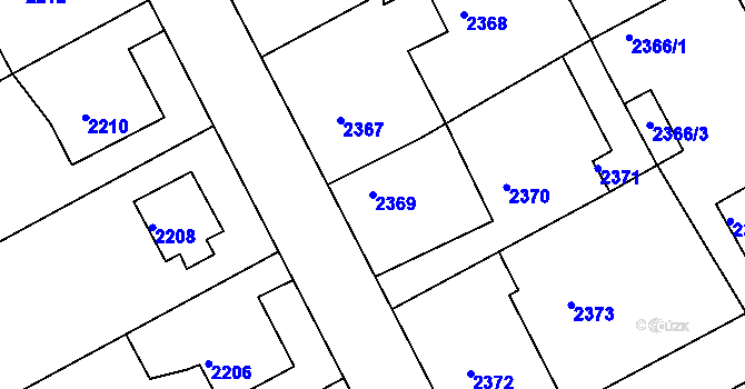 Parcela st. 2369 v KÚ Kopřivnice, Katastrální mapa