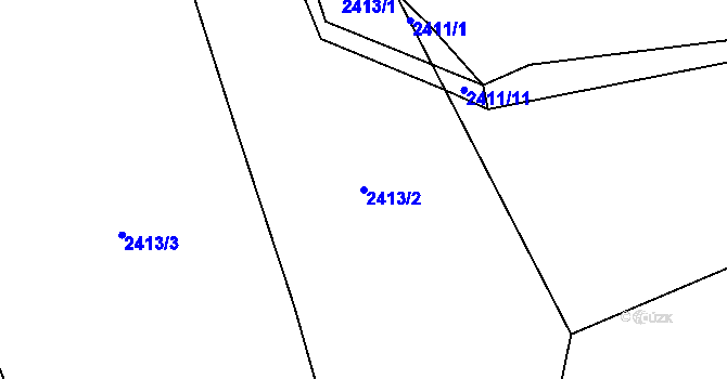 Parcela st. 2413/2 v KÚ Kopřivnice, Katastrální mapa