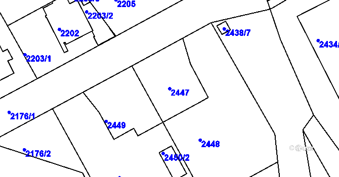 Parcela st. 2447 v KÚ Kopřivnice, Katastrální mapa
