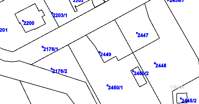 Parcela st. 2449 v KÚ Kopřivnice, Katastrální mapa