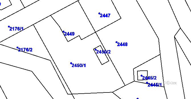 Parcela st. 2450/2 v KÚ Kopřivnice, Katastrální mapa