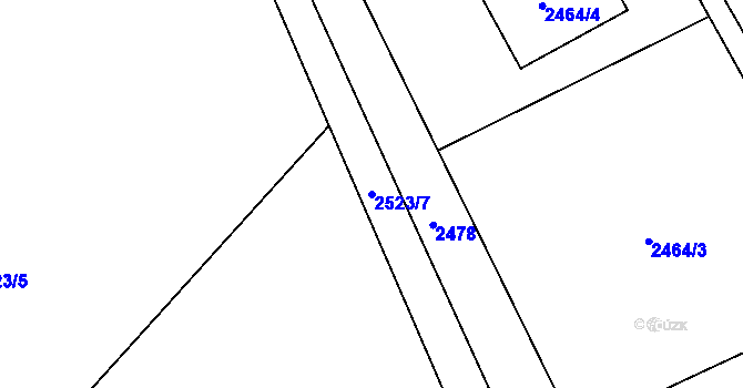 Parcela st. 2523/7 v KÚ Kopřivnice, Katastrální mapa