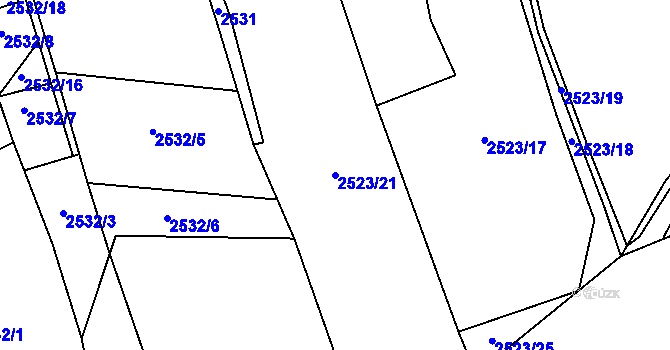 Parcela st. 2523/21 v KÚ Kopřivnice, Katastrální mapa