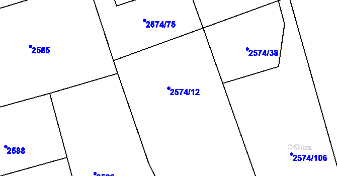 Parcela st. 2574/12 v KÚ Kopřivnice, Katastrální mapa