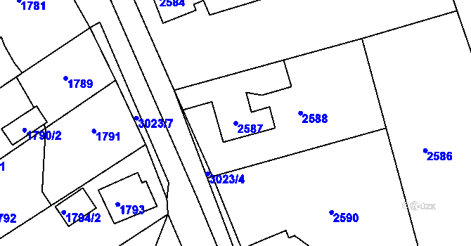 Parcela st. 2587 v KÚ Kopřivnice, Katastrální mapa