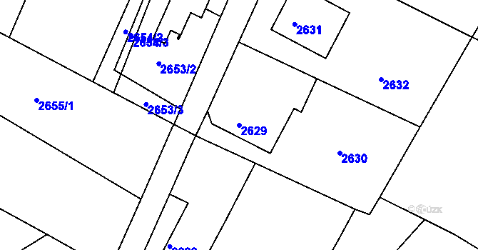 Parcela st. 2629 v KÚ Kopřivnice, Katastrální mapa