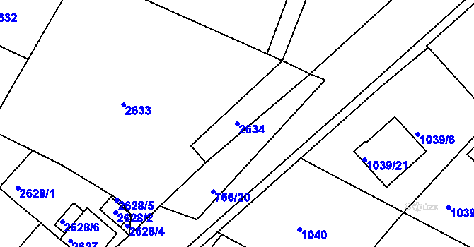 Parcela st. 2634 v KÚ Kopřivnice, Katastrální mapa