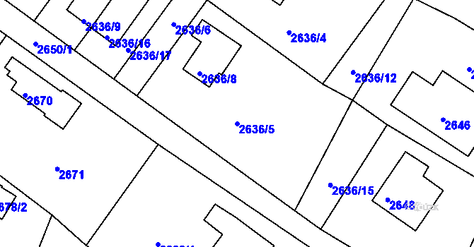 Parcela st. 2636/5 v KÚ Kopřivnice, Katastrální mapa