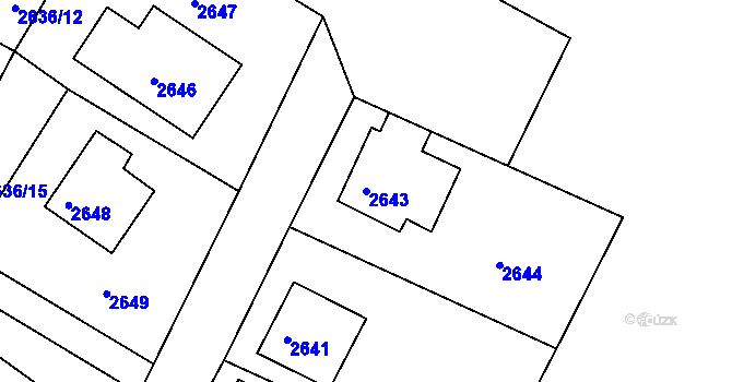 Parcela st. 2643 v KÚ Kopřivnice, Katastrální mapa