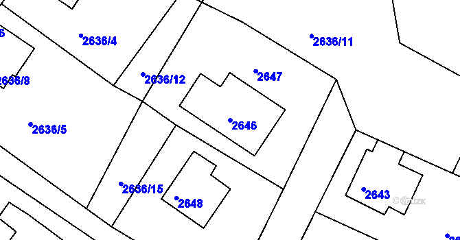 Parcela st. 2646 v KÚ Kopřivnice, Katastrální mapa
