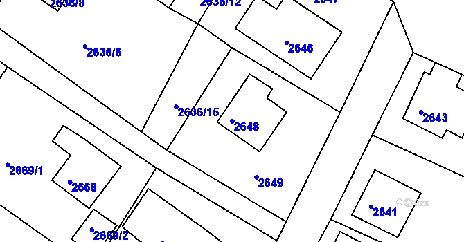 Parcela st. 2648 v KÚ Kopřivnice, Katastrální mapa